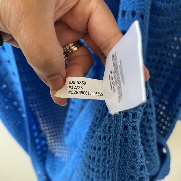 Express Crochet Long Line Cardigan Duster Open Knit Blue Size XS NWT’s - Picture 10 of 10